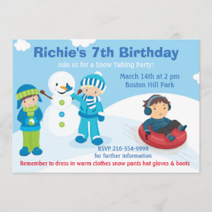 Jungen-Schnee-Schlaucheinladung Einladung