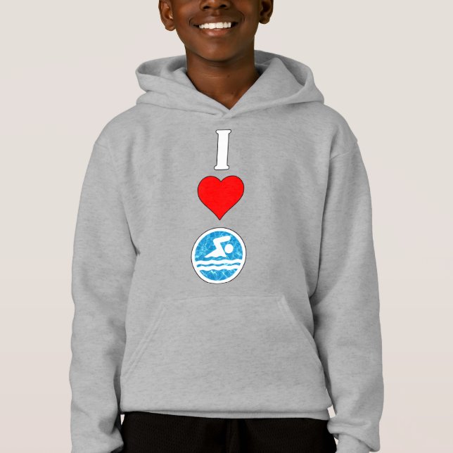 Jungen schwimmen & tauchen Schwimmen I Liebe/Herzs Hoodie (Vorderseite)