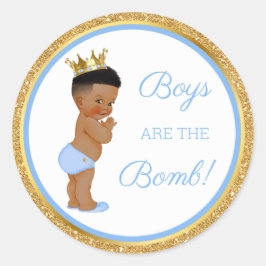 Jungen sind die Bombe! Bath Gift Etc Blue Gold Cla Runder Aufkleber