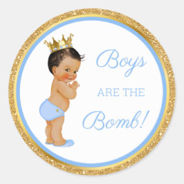Jungen sind die Bombe! Bath Gift Etc Blue Gold Cla Runder Aufkleber