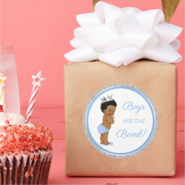 Jungen sind die Bombe! Bath Gift Etc Blue Silver C Runder Aufkleber