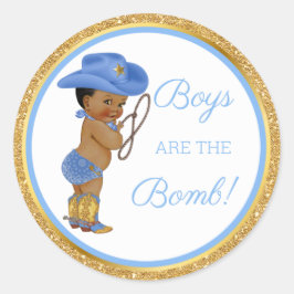 Jungen sind die Bombe! Cowboy Bath-Geschenk Etc Bl Runder Aufkleber
