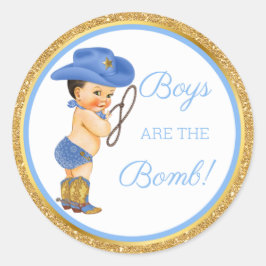 Jungen sind die Bombe! Cowboy Bath-Geschenk Etc Bl Runder Aufkleber
