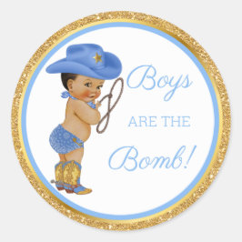 Jungen sind die Bombe! Cowboy Bath-Geschenk Etc Bl Runder Aufkleber