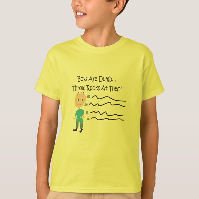 Jungen sind stumme "Wurfs-Felsen an ihnen! " T-Shirt (Vorderseite)