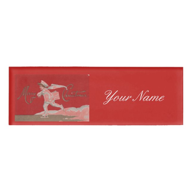 Jungen-Skaten Vintages Thunder_Cove Weihnachten Namenschild (Vorderseite)