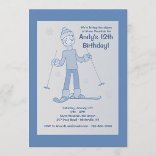 Jungen-Skifahrer-Einladung Einladung