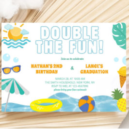 Jungen Sommer Geschwister Geburtstag und Abschluss Einladung