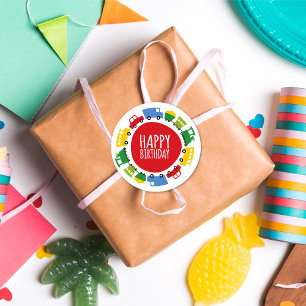 Jungen Spielzeug Transport Auto Zug Alles Gute zum Runder Aufkleber