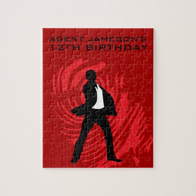 Jungen-Spionageparty roter Fingerabdruck Puzzle (Vertikal)