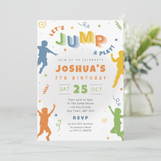 Jungen Springparty Geburtstagseinladung Trampolin  Einladung