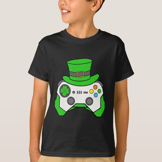 Jungen St. Patricks Day Videospiel-Controller Herr T-Shirt (Vorderseite)