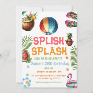 Jungen-Strandball-Pool-Party-Einladung zum Geburts Einladung