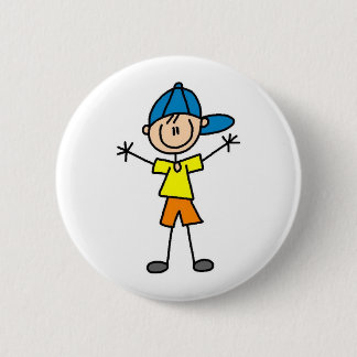 Jungen-Strichmännchen-Knopf Button