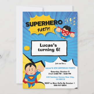 Jungen-Superhelden-Geburtstagseinladung Einladung