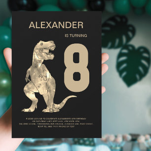 Jungen T-Rex Dinosaurier 8. Geburtstagsfeier Einladung