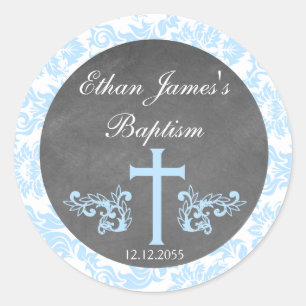 Jungen-Taufe-Bevorzugungs-Aufkleber-Umbauten Runder Aufkleber