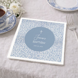 Jungen-Taufe Blau-weißes Blumenmuster Elegant Serviette