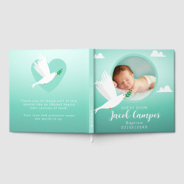 Jungen-Taufe Christening Dove Blau Türkis Gästebuch