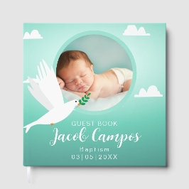 Jungen-Taufe Christening Dove Blau Türkis Gästebuch