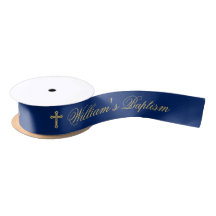 Jungen-Taufe königsblau-goldenes Kreuz und Kalligr