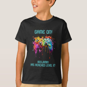 Jungen Teal Level Up Videospiel Party T-Shirt