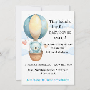 Jungen Teddybär Babyparty Einladung