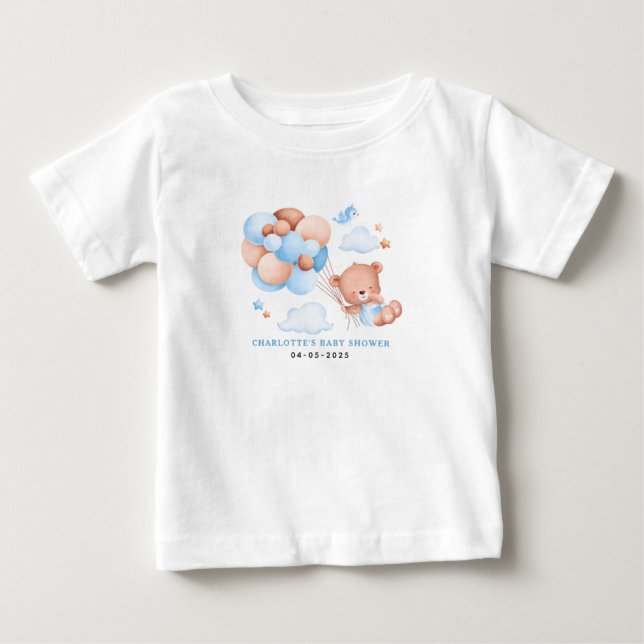 Jungen-Teddybär „Wir können es kaum erwarten“ Baby T-shirt (Vorderseite)