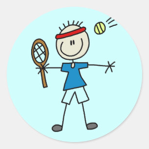 Jungen-Tennis-Spieler-T-Shirts und Geschenke Runder Aufkleber