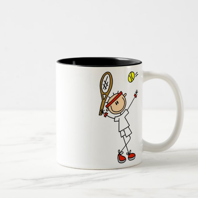 Jungen-Tennis-Spieler-Tasse Zweifarbige Tasse (Rechts)