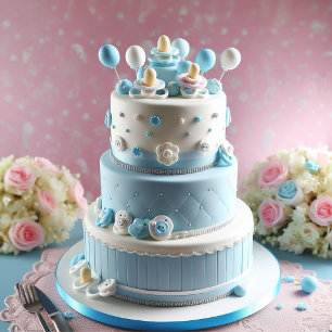 Jungen-Themen-Baby-Shower-Torte mit Schnullern Einladung