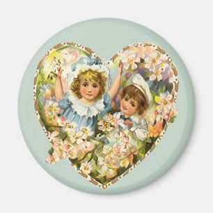 Jungen-und Mädchen-Blumenherz Magnet