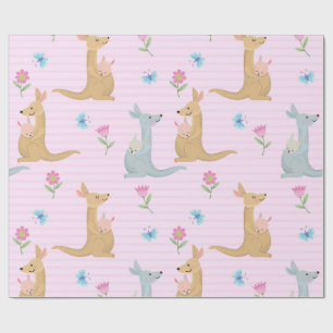 Jungen- und Mädchen-Känguru-Baby Geschenkpapier