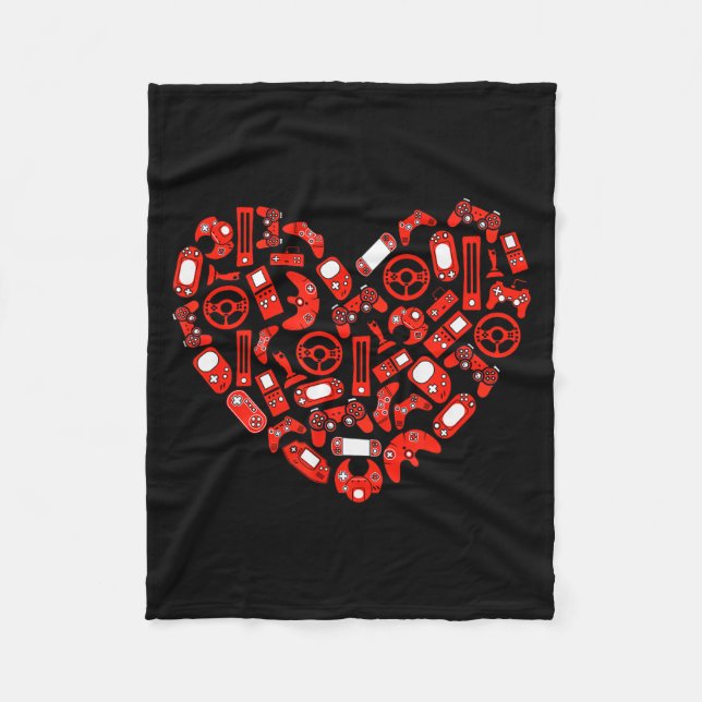Jungen Valentinstag Gaming-Videospielcontroller  Fleecedecke (Vorderseite)