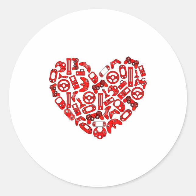 Jungen Valentinstag Gaming Videospieler Controller Runder Aufkleber (Vorderseite)