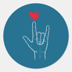 Jungen Valentinstag Ich liebe dich Zeichen Asl Her Runder Aufkleber