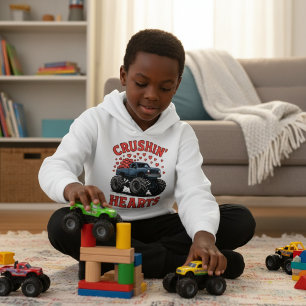 Jungen Valentinstag Süßer Monstertruck „Crushin’ H Hoodie