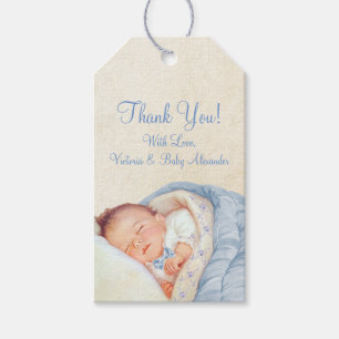 Jungen Vintage Blau Babyparty Geschenkanhänger
