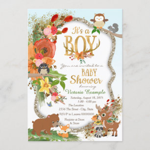 Jungen Wald Geweih Baby Shower Einladung