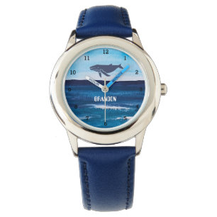 Jungen Walfisch Ozean Fisch Süß Modern Blau Kinder Armbanduhr