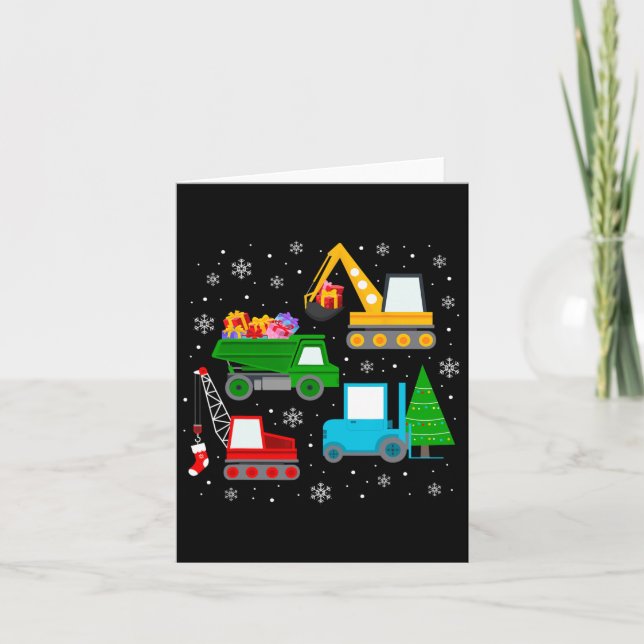 Jungen Weihnachten Kinder Kleinkind Bau Fahrzeuge Karte (Vorderseite)