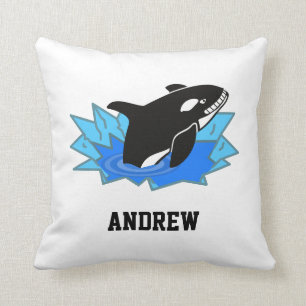 Jungen Weiß Blau und Schwarz Cool Orca Kissen