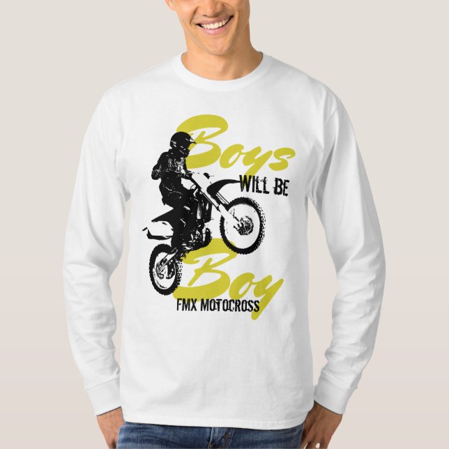Jungen werden Jungen sein FMX Motocross lange Ärme T-Shirt (Vorderseite)