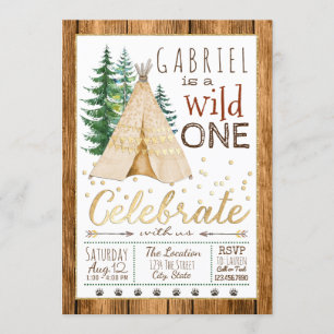 Jungen Wild One Tribal TeePee Erster Geburtstag Einladung