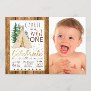 Jungen Wild One Tribal TeePee Erster Geburtstag Einladung
