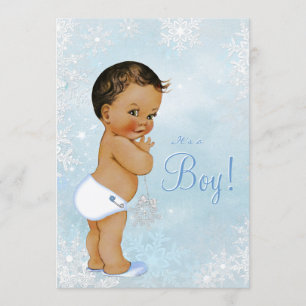 Jungen Winterwunderland Schneeflocke Babyparty Einladung