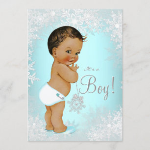 Jungen Winterwunderland Schneeflocke Babyparty Einladung
