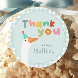 Jungen Zwei Alberne Gänse blauer Hof 2. Geburtstag Runder Aufkleber