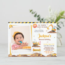 Jungenbau Geburtstagseinladung mit Foto