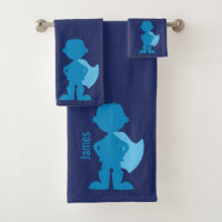 Jungenblaue Superhero-Silhouette-personalisierte